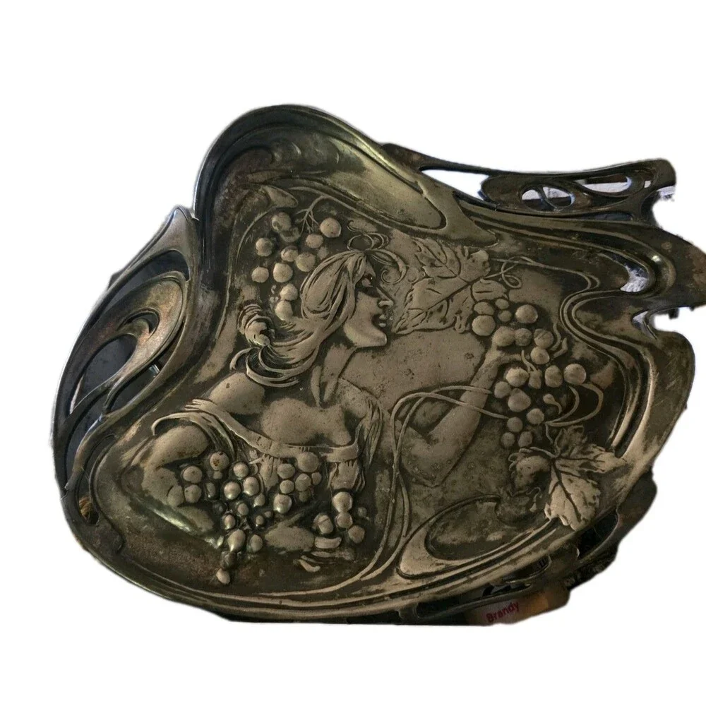 Antique ART NOUVEAU Calling Card Tray by American Silver Plate Pewter c.1900